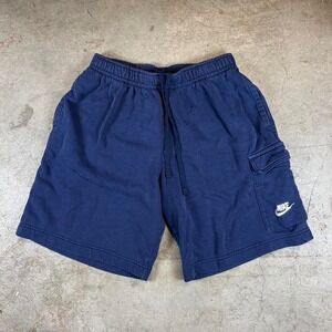 Nike blue sweat shorts with adjustable waistband and pockets